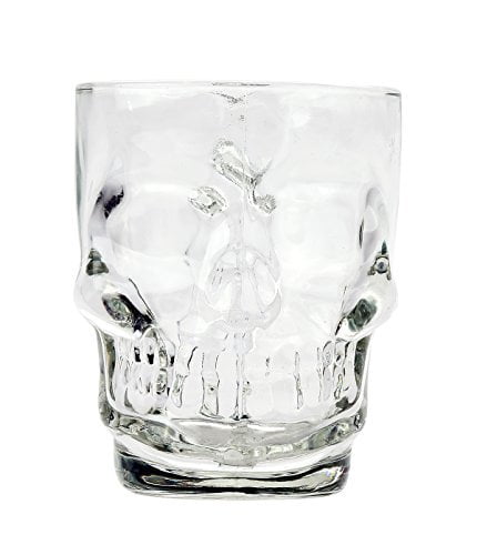 Set of 2 Juice and Halloween Decorations Beverage Gifts Heavy Base Funny Entertainment Glassware for Water 18 oz Circleware 76980 Skull Face Beer Mug Drinking Glasses with Handle