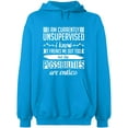 thumbnail image 2 of OXI Hoodie Sweatshirt - I am Currently Unsupervised, Basic Casual Hoodie for Men's and Women Fleece Hoodie Long Sleeve - Sapphire 2X-Large, 2 of 3
