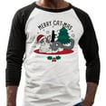 thumbnail image 2 of Merry Catmas Three-Quarter Raglan Sleeve Baseball Shirt Unisex X-Large White/Black, 2 of 5
