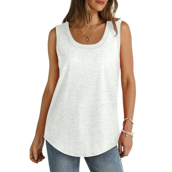 Admvng Womens Tank Tops Scoop Neck Flowy Loose Fit Sleeveless Summer Tops Shirts 3XL-5XL