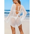 thumbnail image 3 of Charmo Womens V Neck Swim Cover Up Hollow Out Swimwear Tie Back Bikini Beachwear, 3 of 8