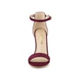 thumbnail image 6 of BLISSFUL STEP Women's Shoes Stiletto High Heels Ankle Strap Open Toe Faux Suede Sandals Burgundy 8.5, 6 of 8