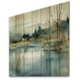 thumbnail image 2 of Designart "Illustration of a Summer Lake Landscape V" Landscapes Print on Natural Pine Wood, 2 of 5