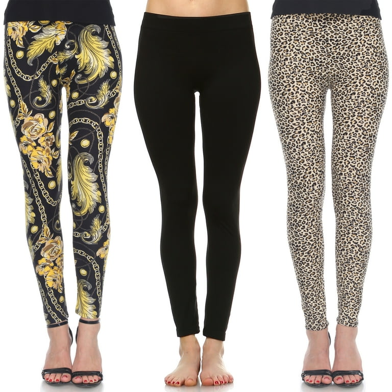 White Mark Women's Pack of 3 Printed Leggings 