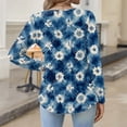 thumbnail image 4 of Kixjoy Long Sleeve Tops for Women Plus Size Button Down V Neck Shirts Fall Casual Lightweight Tunic Top Fashion Travel Floral Print Women's Clothing, Light Blue XXL, 4 of 4