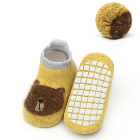 

Children Toddler Shoes Autumn And Winter Boys And Girls Floor Socks Shoes Non Slip Short Plush Warm And Comfortable Cute Cartoon Animal Pattern