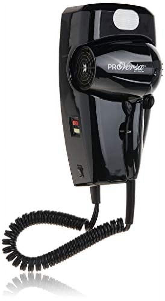 Jerdon 1600W Wall Mount Hair Dryer, 2 Speeds, 2 Heat Settings, LED Night Light, Black, Direct Wire-Model JWM8CBD