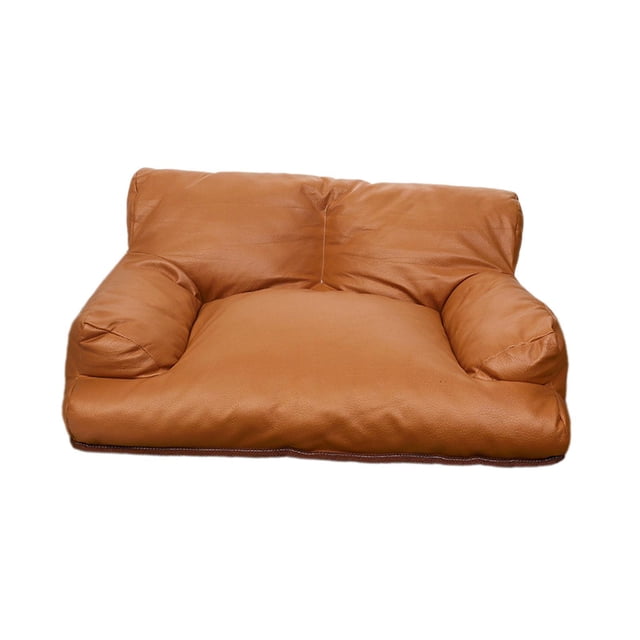 Sofá para perros y gatos, transpirable, PU, impermeable, sofá para perros pequeños, perrera, sofá para mascotas, tumbona para gatos domésticos y gatit Café
