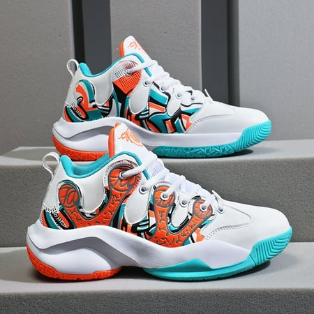 

Men s Fashion Color Block Shock Absorption Wear-resistant Non-slip Lace Up Sports Sneakers For Basketball Running Men s Elevator Shoes