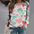 thumbnail image 2 of Valentine's Day Shirt for Women Love Heart Print Long Sleeve Tops Casual Loose Crewneck Sweatshirt Graphic Gift Blouses, 2 of 5