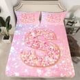 thumbnail image 2 of Feelyou Chic Pink Monogrammed S Twin Sheet Sets, Glitter Mermaid Scale Twin Fitted Sheet, Dreamy Princess Cartoon Flat Sheet, Breathable Home Decor, 3pcs, 2 of 7