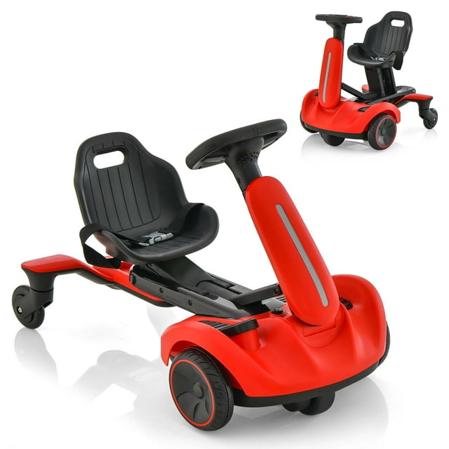 Costway Kart à Dérive Électrique 6 V pour Enfants avec Rotation à 360° Rouge