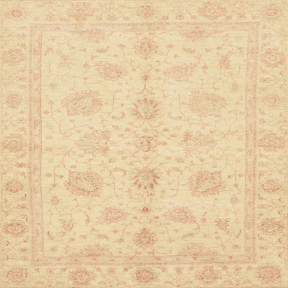 Ahgly Company Indoor Square Abstract Brown Gold Oriental Area Rugs, 3' Square