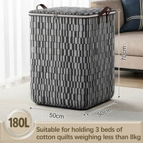 Clothes Storage Bag with Lids Non-woven Zipper Storage Bag Moving Quilt Storage Basket Travel Large-capacity Clothing Storage Bag for Pillows Blankets Storage 180L