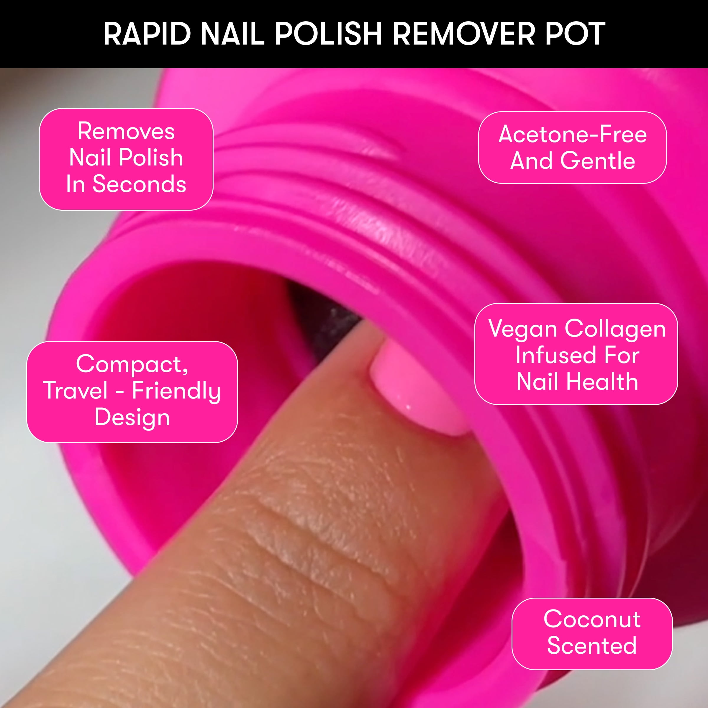 Nails.INC Vegan Collagen Fueled Coconut Scented Nail Polish Rapid Remover Pot for Hands, 1.69 fl oz