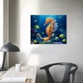 thumbnail image 3 of JEUXUS  Blue Ocean Aquatic Animals Decor Wall Art Turtle Starfish Seahorse Undersea Coral Pictures Canvas Prints Artwork for Kids Room Wall Decoration, 3 of 4