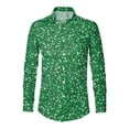 thumbnail image 3 of HXWCHs Men's Sequin Digital 3D Printed Long Sleeve Lapel Button Down Dress Shirt top for Party S Green, 3 of 4