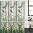thumbnail image 2 of Dark Green Grass Bathroom Shower Curtains with 12 Hooks Polyester Waterproof Shower Curtain for Stalls and Bathtubs Flower Dragonfly Retro Pastoral Rustic Decorative Bathroom Privacy Curtain 72x72 In, 2 of 9