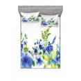 thumbnail image 2 of Watercolor Flower Bedding Set with Sheet & Covers, Swirled Brushstroke Herbs Romantic Feminine Blooming Nature Artwork, Printed Bedroom Decor 2 Shams, 4 Sizes, Blue Yellow, by Ambesonne, 2 of 3