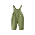thumbnail image 3 of Jinhomg Boys Girls Soft Jumpsuit Summer Casual Solid Denim Bib Overalls Lightweight Comfy Romper Long Pants with Pockets 90 off Clearance Sale Green 5-6Years, 3 of 6