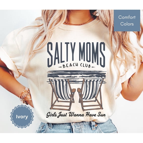 Tee Clo Salty Moms Beach Club Shirt, Moms Trip Shirts, Girls Beach Vacation T Shirt, Mothers Day Gift For Mom, Mom Tshirt, Mom Life Shirts All Size S-5XL, Full Size S-5XL