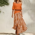 thumbnail image 6 of ClodeEU Women's 2 Piece Outfit ,Off Shoulder Ruffle Top and Striped Maxi Skirt Set with Belt Orange,Women's Plus XL, 6 of 7