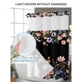 thumbnail image 6 of No Hook Shower Curtain with Snap-in Liner, Black Spring Floral Waterproof Fabric Bathroom Curtains, Elegant Flowers Farmhouse Botanical Bath Curtains & Mesh Top Window 66"x72", 6 of 9