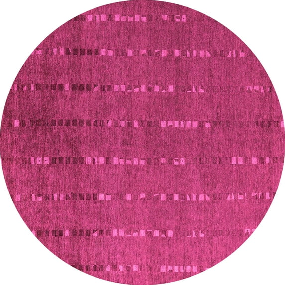 Ahgly Company Indoor Round Abstract Pink Modern Area Rugs, 8' Round
