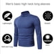 thumbnail image 4 of Camiseta de manga larga delgada y ligera con cuello alto para hombre, camisa base de color sólido, 4 of 7