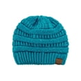 thumbnail image 1 of C.C Women's Sparkly Sequins Warm Soft Stretch Cable Knit Beanie Hat-Teal, 1 of 3