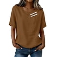 thumbnail image 2 of Womens Short Sleeve Tops Summer Tshirts Round Neck Casual Basic Tee Work 2026 Trendy Outfits with Decorative Buttons, 2 of 8