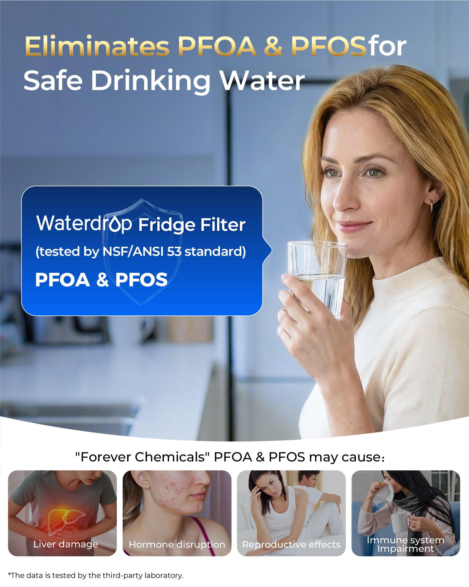 Waterdrop Plus WDP-F19C Replacement for GE® RPWFE®, RPWF (with CHIP) NSF 401 Refrigerator Water Filter, Compatible with WSG-4, GFE28GBLTS, GFE28GSKSS, PFE28KMKES, 2 Filters（Package May Vary）