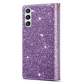 thumbnail image 6 of Wallet Case for Samsung Galaxy S25, Glitter Bling Flip Folio Leather Protective Magnetic Stand Zipper Purse Phone Cover with 9 Card Slot Holder Wrist Strap for Women, Purple, 6 of 10
