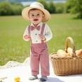 thumbnail image 2 of Gubotare Baby Boy Gentleman Wedding Outfit Dress Romper Suspender Pants Boy Button Bowtie Romper+Suspender Pant Formal Outfit(Red, 0-3 Months), 2 of 9