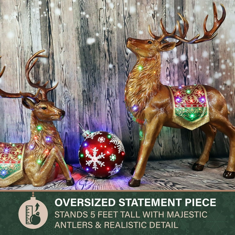 Fraser Hill Farm LED Standing Deer Figurine, 5 ft, FFRS060