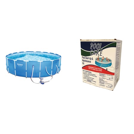 Bestway 12' x 12' Above Ground Pool w/ Pump + Qualco Pool Chemical Cleaning (Best Way To Lift Weights At Home)