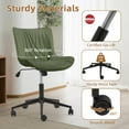 thumbnail image 6 of EROMMY Armless Office Chair, Small Armless Desk Chair with Wheels for Women, Adjustable and Swivel Modern Faux Leather Vanity with Back, Ergonomic Rocking16,Modern Green, 6 of 7