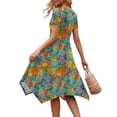 thumbnail image 3 of Fantaslook Short Sleeve Dresses for Women Floral Asymmetrical Hem Dress Summer Sundresses with Pockets, 3 of 9