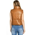 thumbnail image 3 of Love Tree Women's Juniors Faux Leather Puffer Vest  (Dark Camel, Small), 3 of 3