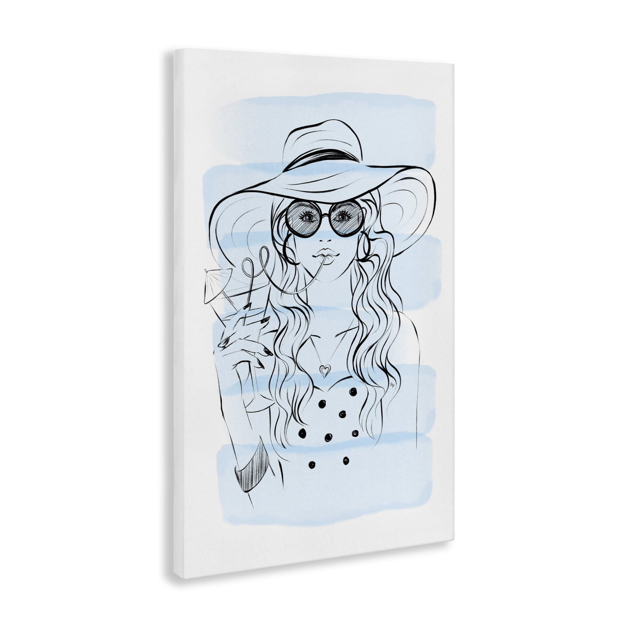 Stupell Industries Sipping Drink Girl in Sun Hat Canvas Wall Art, design by Martina Pavlova