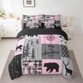 thumbnail image 2 of Homewish Jungle Bear Wildlife Twin Bedding Sets 7-Piece, Farmhouse Happy Camping Bedding Comforter Set, Rustic Pink Patchwork Reversible Sheet Sets, Lightweight Room Decor, 2 of 7