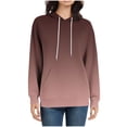 thumbnail image 4 of Qgtaibl Hooded Pullover for Women Trendy Gradient Color Raglan Long Sleeve Daily Hoodies Drawstring Kangaroo Pocket Comfy Fall Sweatshirts Brown M, 4 of 6
