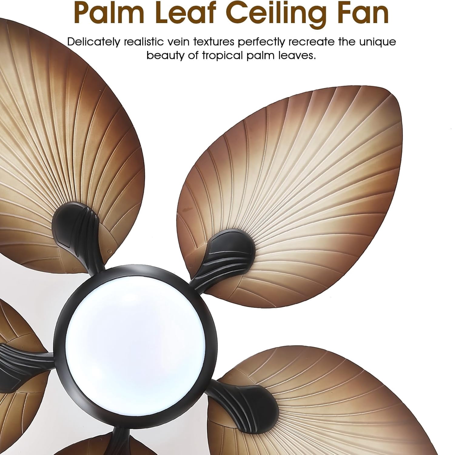 YIOSI 44″ Tropical Palm Leaf Ceiling Fan with Dimmable LED Lights, Remote & Smartphone App Control, 6 Speeds, Reversible Quiet Motor, Indoor/Outdoor