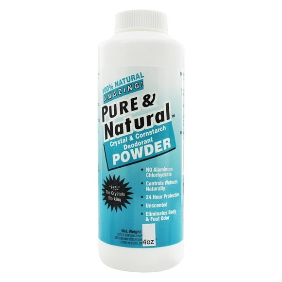 Thai Deodorant Stone - Pure and Natural Crystal and Cornstarch Deodorant Powder Unscented - 4 oz.