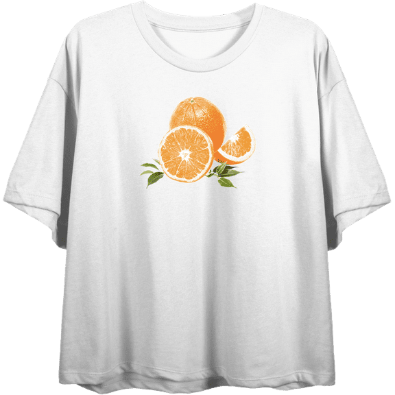 Oranges Fruit Adult White Crew Neck Short Sleeve Tee-Small