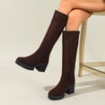 thumbnail image 6 of Women's Knee High Boots Pointed Toe Chunky Block Heel Tall Boots with Back Zipper Long Boot Coffee 9.5(43), 6 of 9