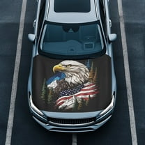 Uorisanigo Car Hood Cover Bald Eagle American Flag Car Hood Cover for Cars Decor Bonnet Wrap Blanket Durable Elastic Fabric for Most Sedan Small SUV Truck