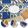 thumbnail image 4 of Stretch Round Tablecloth in Bohemian Floral Design, Elastic Edge Fits 52-56 Inch Tables for Indoor Dining and Outdoor Events, 4 of 7