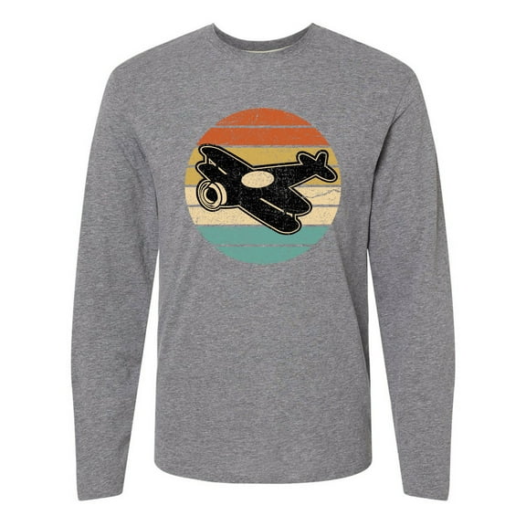 Inktastic Vintage Airplane Retro Sunset Long Sleeve T-Shirt