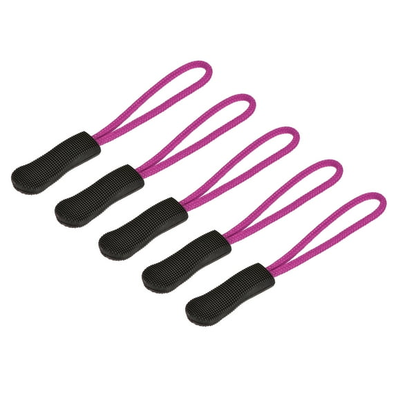 Uxcell Zipper Pulls Pull Head Handle Replacement Tab Tags Cord Extension for Backpacks Bag Handbags Black, Rose Red